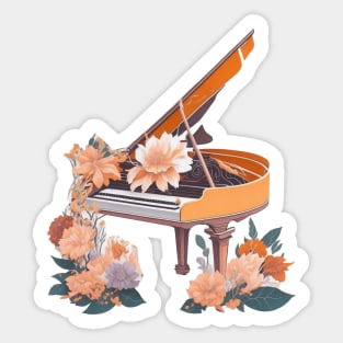 Piano and Flowers Sticker